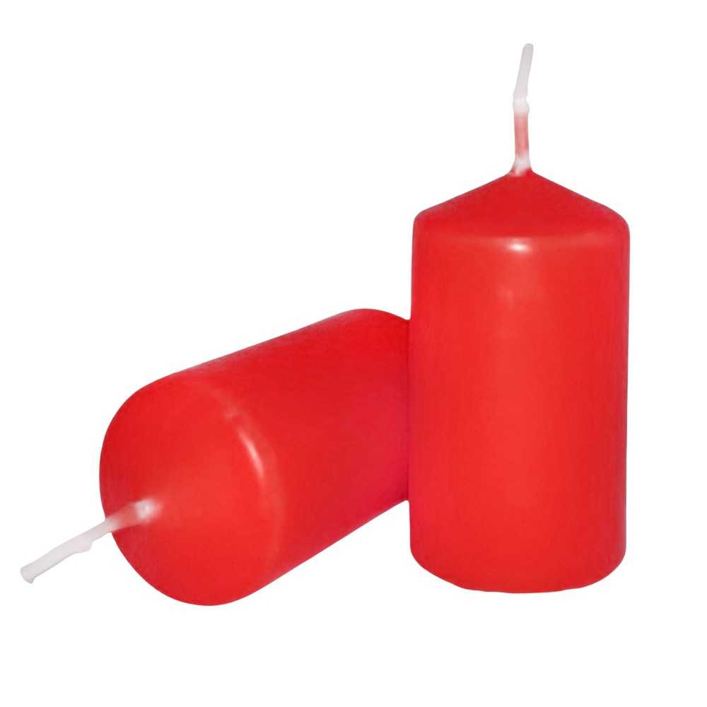 HotStar Pillar Wax Cylindrical Candles Duration 7 Hours d40 h70 mm Red Color Set of 16 Pieces