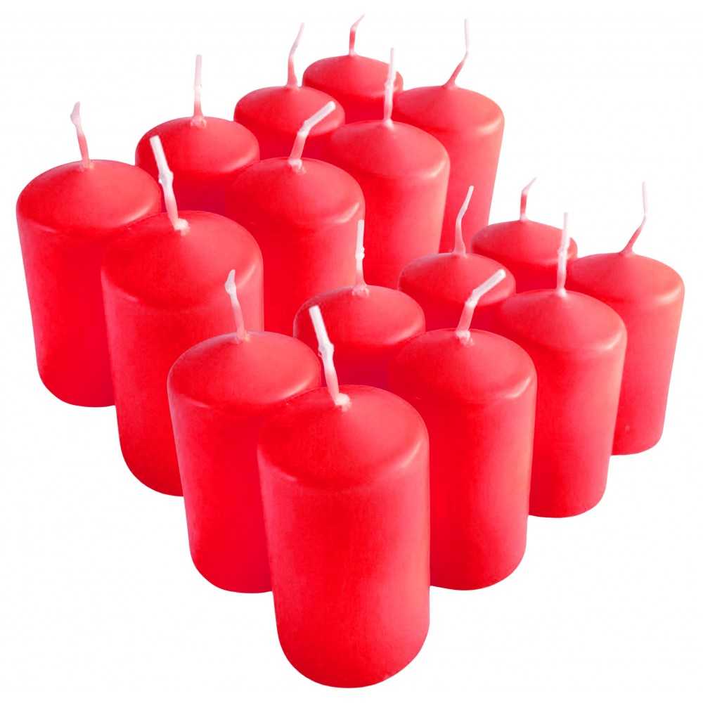 HotStar Candele Cilindriche Moccoli Cera a Colonna Durata 7 Ore d40 h70 mm  Colore Rosso Set