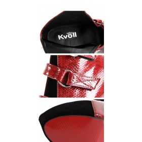 Platform ankle boots with buckle straps 14cm Heel 5cm Platform Red and Black Kvoll