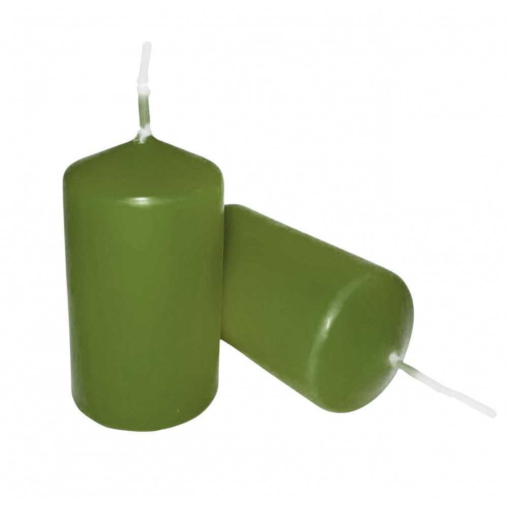 HotStar Pillar Wax Cylindrical Candles Duration 7 Hours d40 h70 mm GREEN Color Set of 8 Pieces