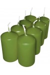 HotStar Pillar Wax Cylindrical Candles Duration 7 Hours d40 h70 mm GREEN Color Set of 8 Pieces