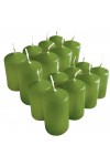 HotStar Pillar Wax Cylindrical Candles Duration 7 Hours d40 h70 mm Green Color Set of 16 Pieces