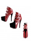 Platform ankle boots with buckle straps 14cm Heel 5cm Platform Red and Black Kvoll