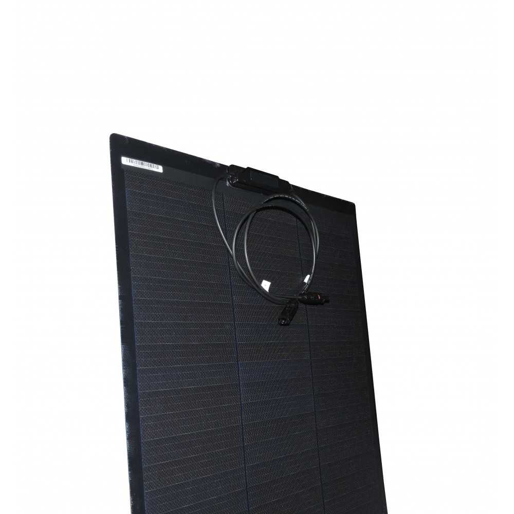 EurSolar Pannello Solare Modulo Fotovoltaico Monocristallino 100W 12V TotalBlack Flessibile
