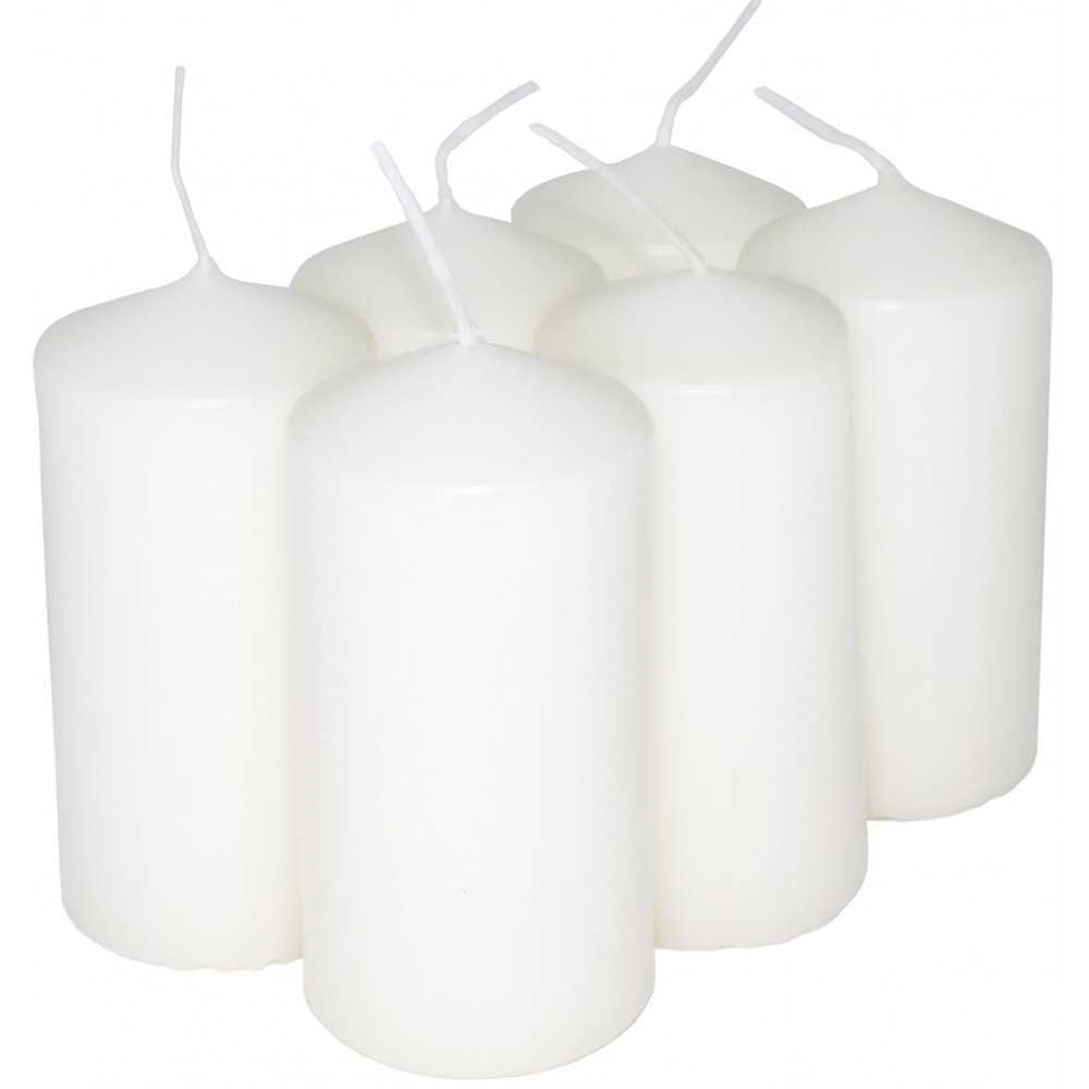 HotStar Candele Cilindriche Cera a Colonna Durata 12 Ore d45 h90 mm Colore Bianco Set di 6 Pezzi Antigoccia