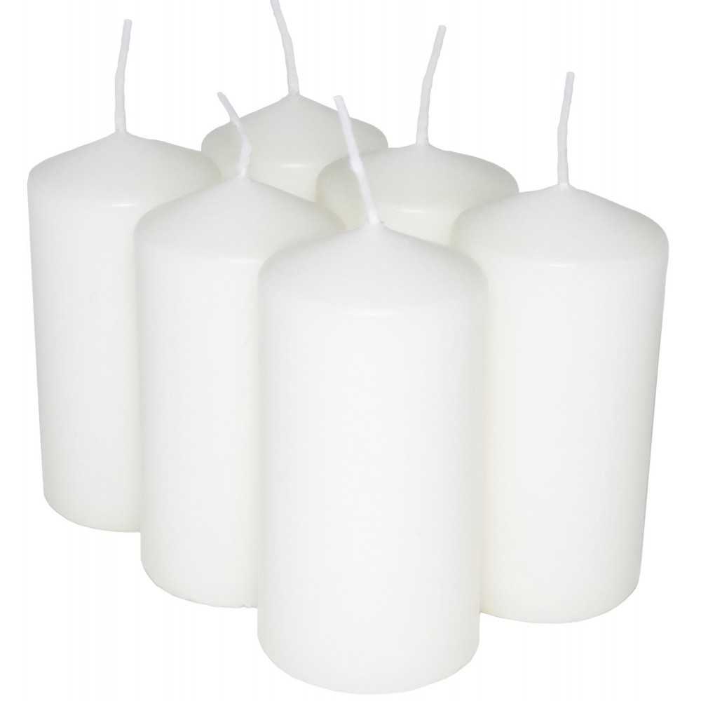 HotStar Candele Cilindriche Cera a Colonna Durata 12 Ore d45 h90 mm Colore Bianco Set di 6 Pezzi Antigoccia