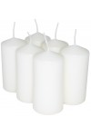 HotStar Pillar Wax Cylindrical Candles Duration 12 Hours d45 h90 mm White Color Set of 6 Pieces