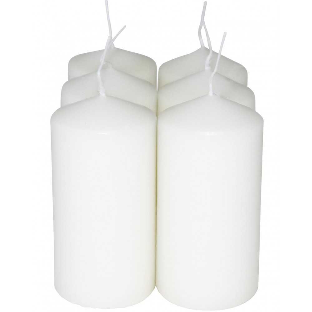 HotStar Candele Cilindriche Cera a Colonna Durata 12 Ore d45 h90 mm Colore Bianco Set di 6 Pezzi Antigoccia