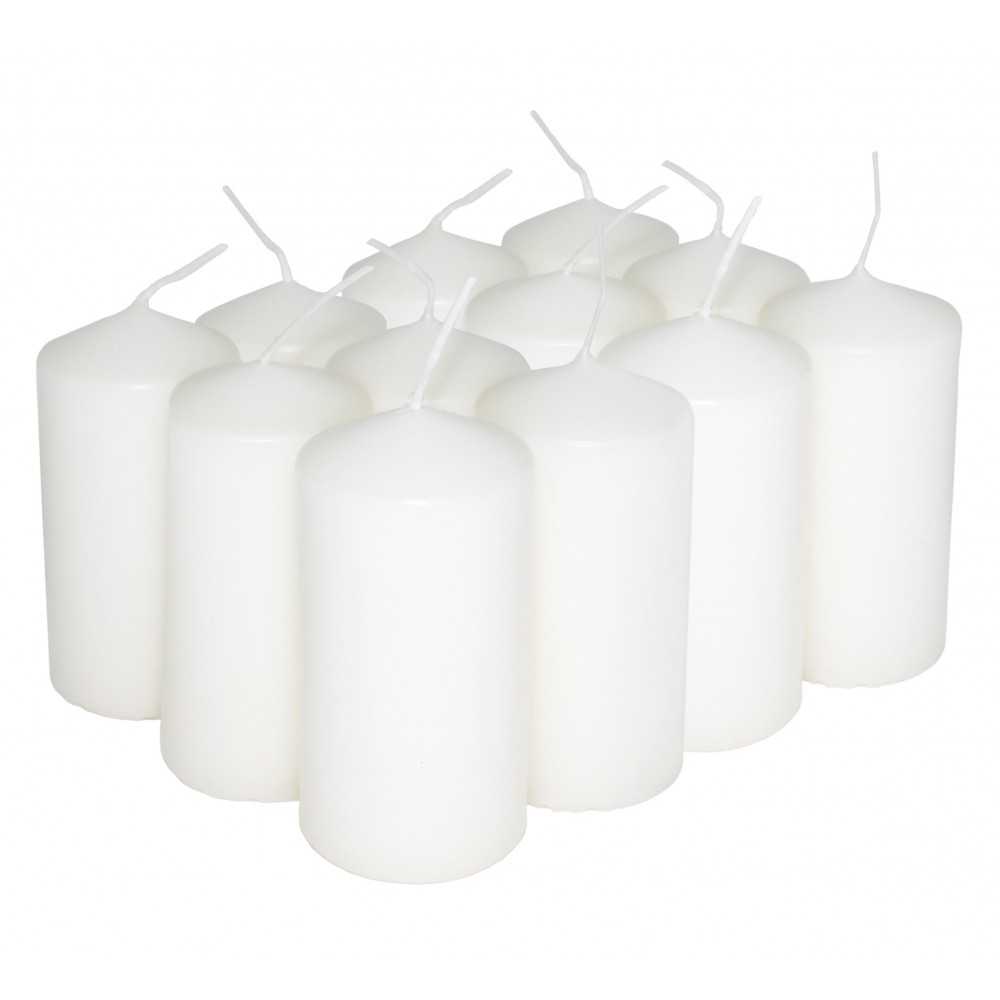 HotStar Pillar Wax Cylindrical Candles Duration 12 Hours d45 h90 mm White Color Set of 12 Pieces