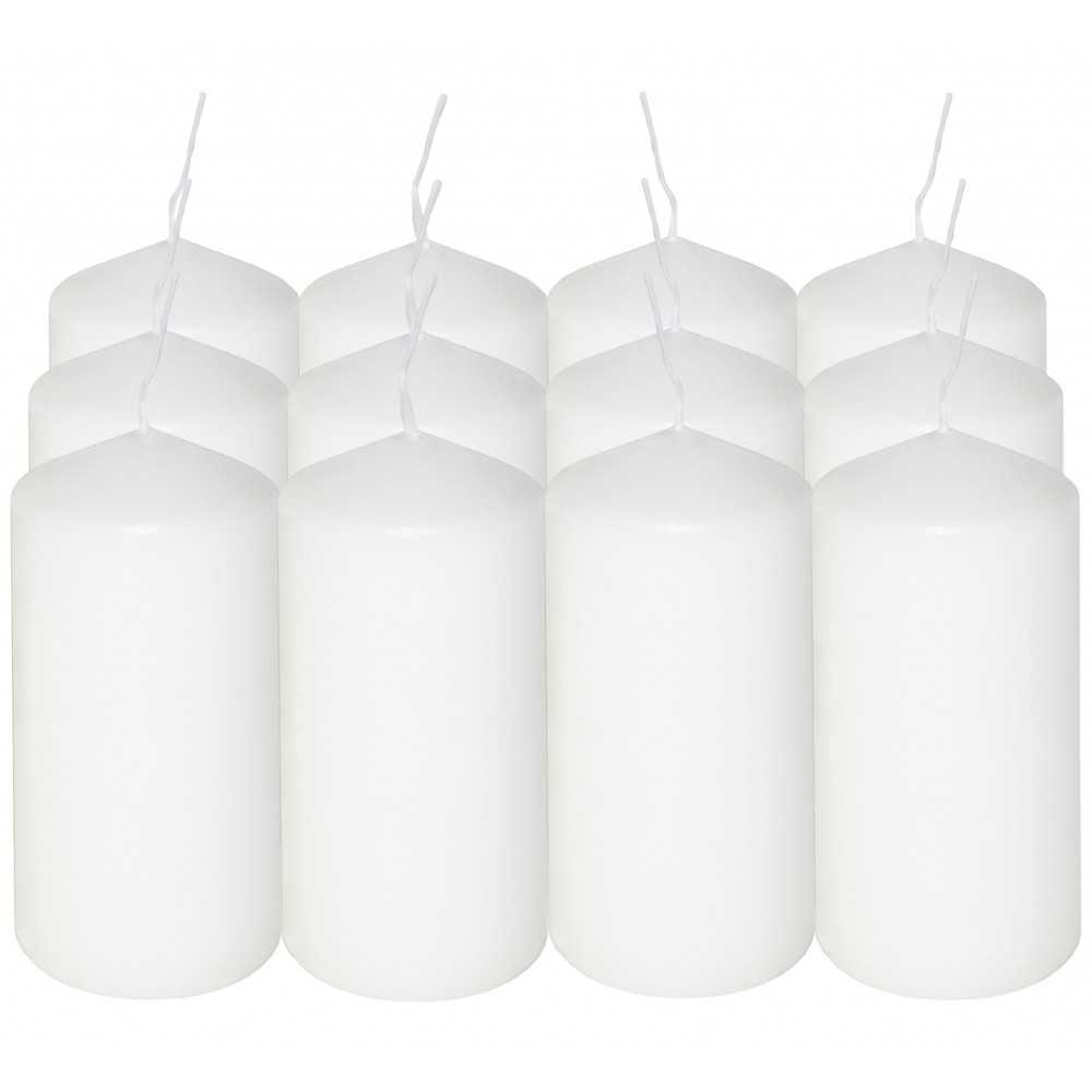 HotStar Candele Cilindriche Cera a Colonna Durata 12 Ore d45 h90 mm Colore Bianco Set di 12 Pezzi Antigoccia