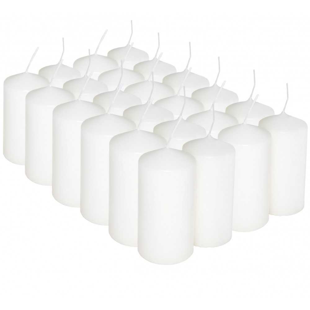 HotStar Pillar Wax Cylindrical Candles Duration 12 Hours d45 h90 mm White Color Set of 24 Pieces