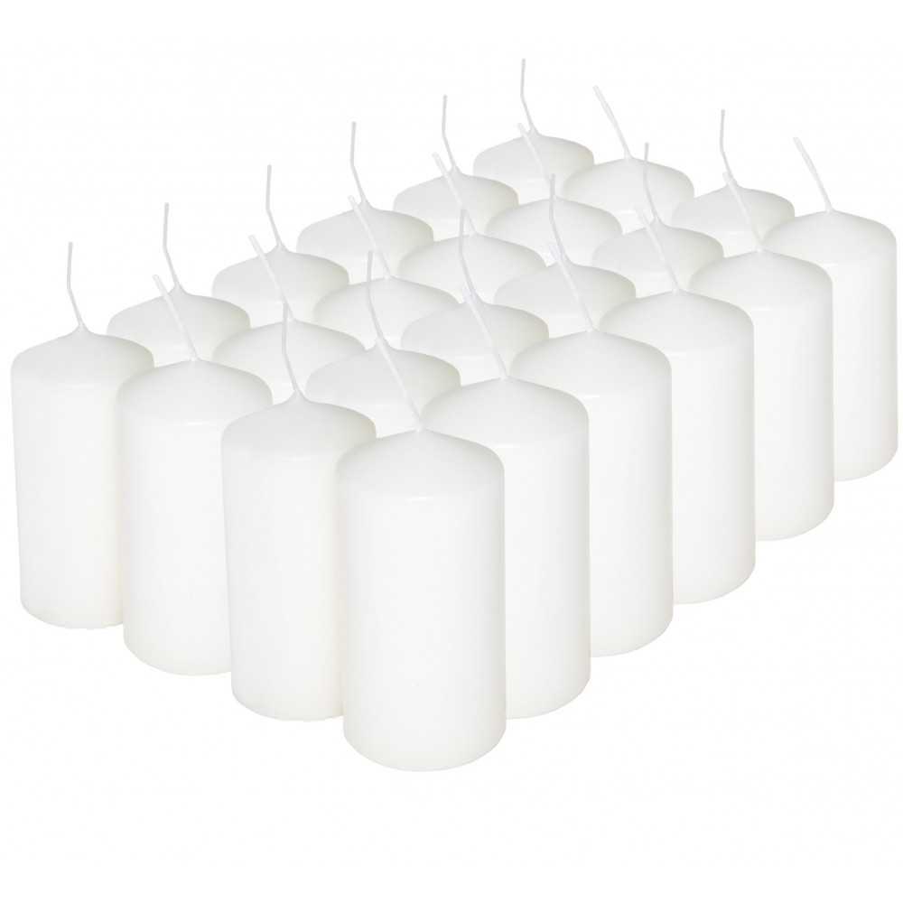 HotStar Pillar Wax Cylindrical Candles Duration 12 Hours d45 h90 mm White Color Set of 24 Pieces