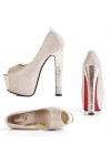 Kvoll Glitter peep toe platform shoes with chunky heel 15cm Heel 6cm Platform Gold