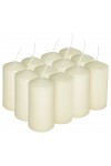 HotStar Pillar Wax Cylindrical Candles Duration 12 Hours d45 h90 mm Ivory Color Set of 12 Pieces