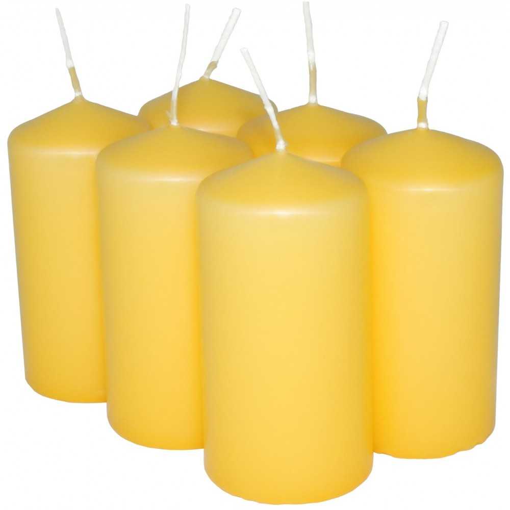 HotStar Candele Cilindriche Cera a Colonna Durata 12 Ore d45 h90 mm Colore Giallo Set di 6 Pezzi Antigoccia