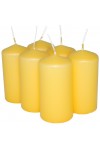 HotStar Pillar Wax Cylindrical Candles Duration 12 Hours d45 h90 mm Yellow Color Set of 6 Pieces