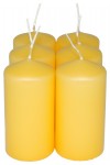 HotStar Pillar Wax Cylindrical Candles Duration 12 Hours d45 h90 mm Yellow Color Set of 6 Pieces