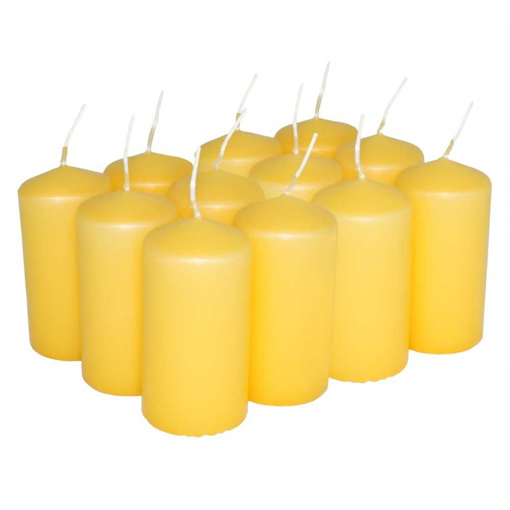 HotStar Candele Cilindriche Cera a Colonna Durata 12 Ore d45 h90 mm Colore Giallo Set di 12 Pezzi Antigoccia