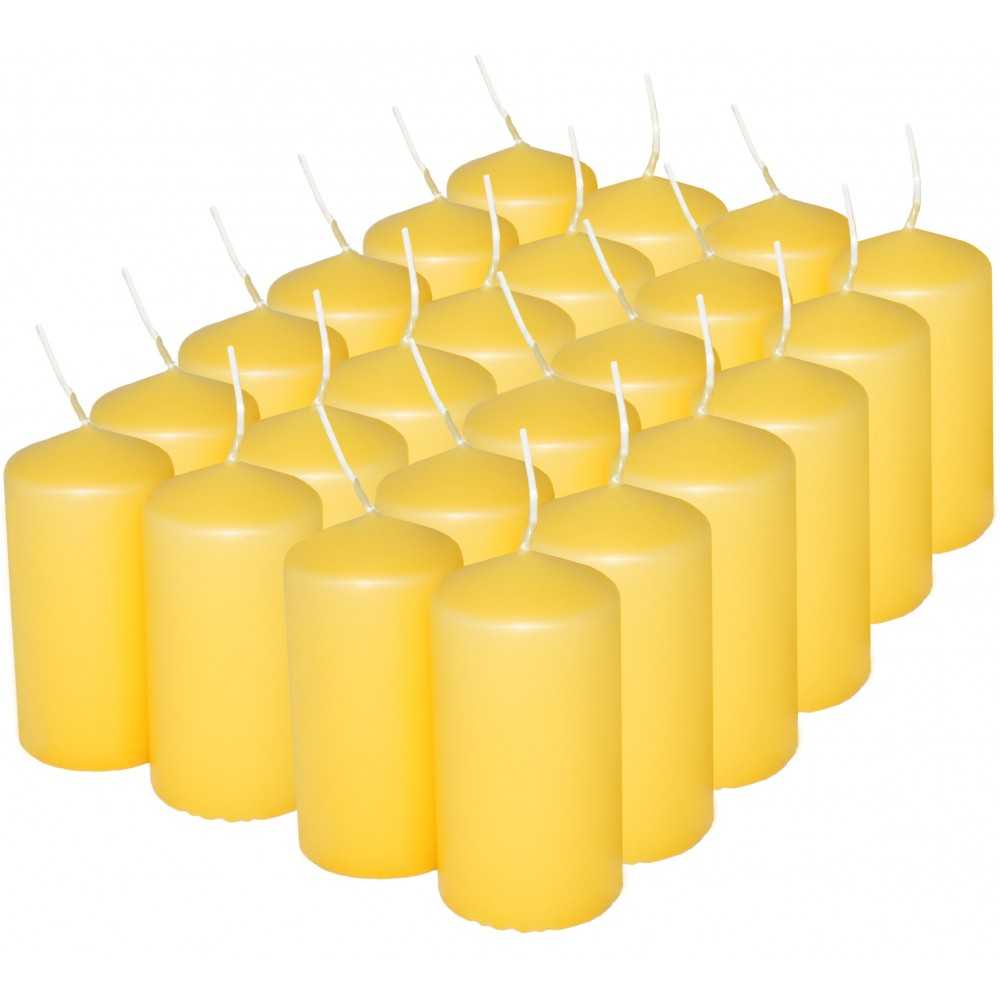 HotStar Candele Cilindriche Cera a Colonna Durata 12 Ore d45 h90 mm Colore Giallo Set di 24 Pezzi Antigoccia