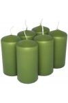 HotStar Pillar Wax Cylindrical Candles Duration 12 Hours d45 h90 mm GREEN Color Set of 6 Pieces