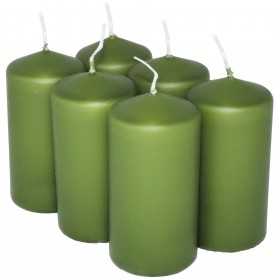 HotStar Pillar Wax Cylindrical Candles Duration 12 Hours d45 h90 mm GREEN Color Set of 6 Pieces