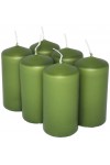 HotStar Pillar Wax Cylindrical Candles Duration 12 Hours d45 h90 mm GREEN Color Set of 6 Pieces