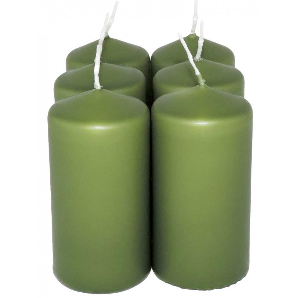 HotStar Pillar Wax Cylindrical Candles Duration 12 Hours d45 h90 mm GREEN Color Set of 6 Pieces