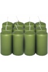 HotStar Pillar Wax Cylindrical Candles Duration 12 Hours d45 h90 mm GREEN Color Set of 12 Pieces