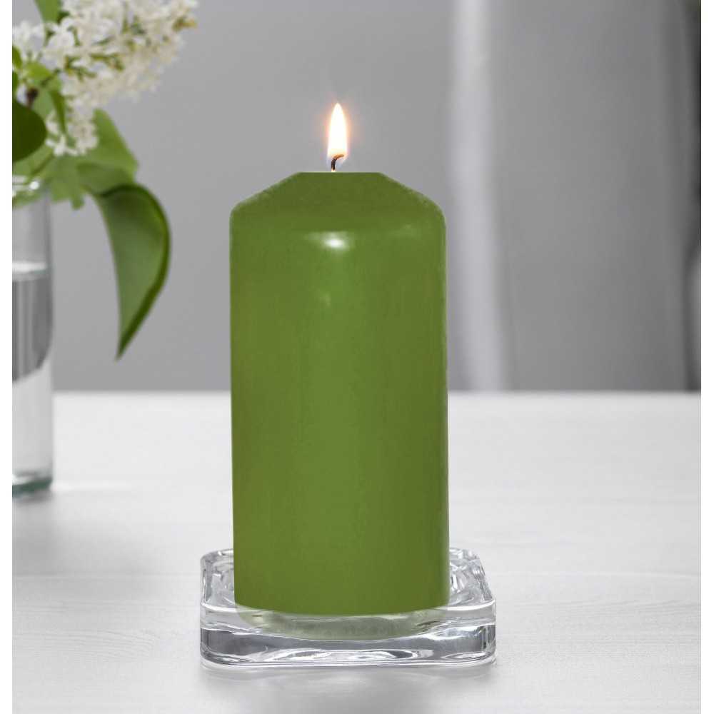 HotStar Candele Cilindriche Cera a Colonna Durata 12 Ore d45 h90 mm Colore Verde Set di 12 Pezzi Antigoccia