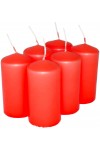 HotStar Pillar Wax Cylindrical Candles Duration 12 Hours d45 h90 mm RED Color Set of 6 Pieces