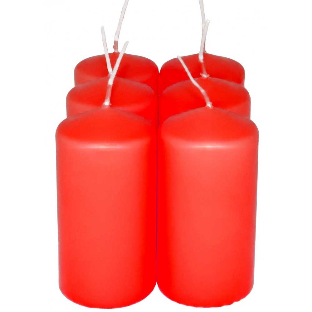 HotStar Candele Cilindriche Cera a Colonna Durata 12 Ore d45 h90 mm Colore Rosso Set di 6 Pezzi Antigoccia