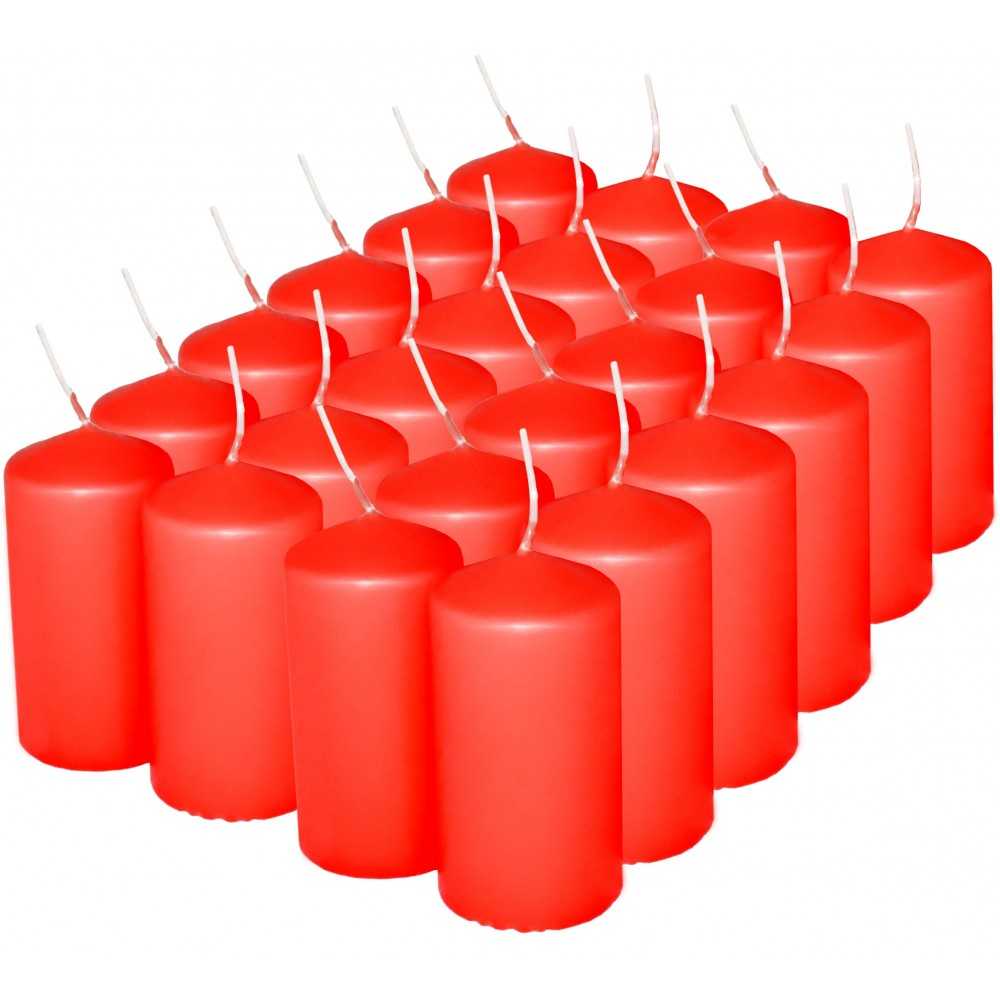 HotStar Pillar Wax Cylindrical Candles Duration 12 Hours d45 h90 mm RED Color Set of 24 Pieces