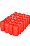 HotStar Pillar Wax Cylindrical Candles Duration 12 Hours d45 h90 mm RED Color Set of 24 Pieces