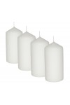 HotStar Pillar Wax Cylindrical Candles Duration 30 Hours d60 h120 mm White Color Set of 4 Pieces