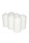 HotStar Pillar Wax Cylindrical Candles Duration 30 Hours d60 h120 mm White Color Set of 6 Pieces