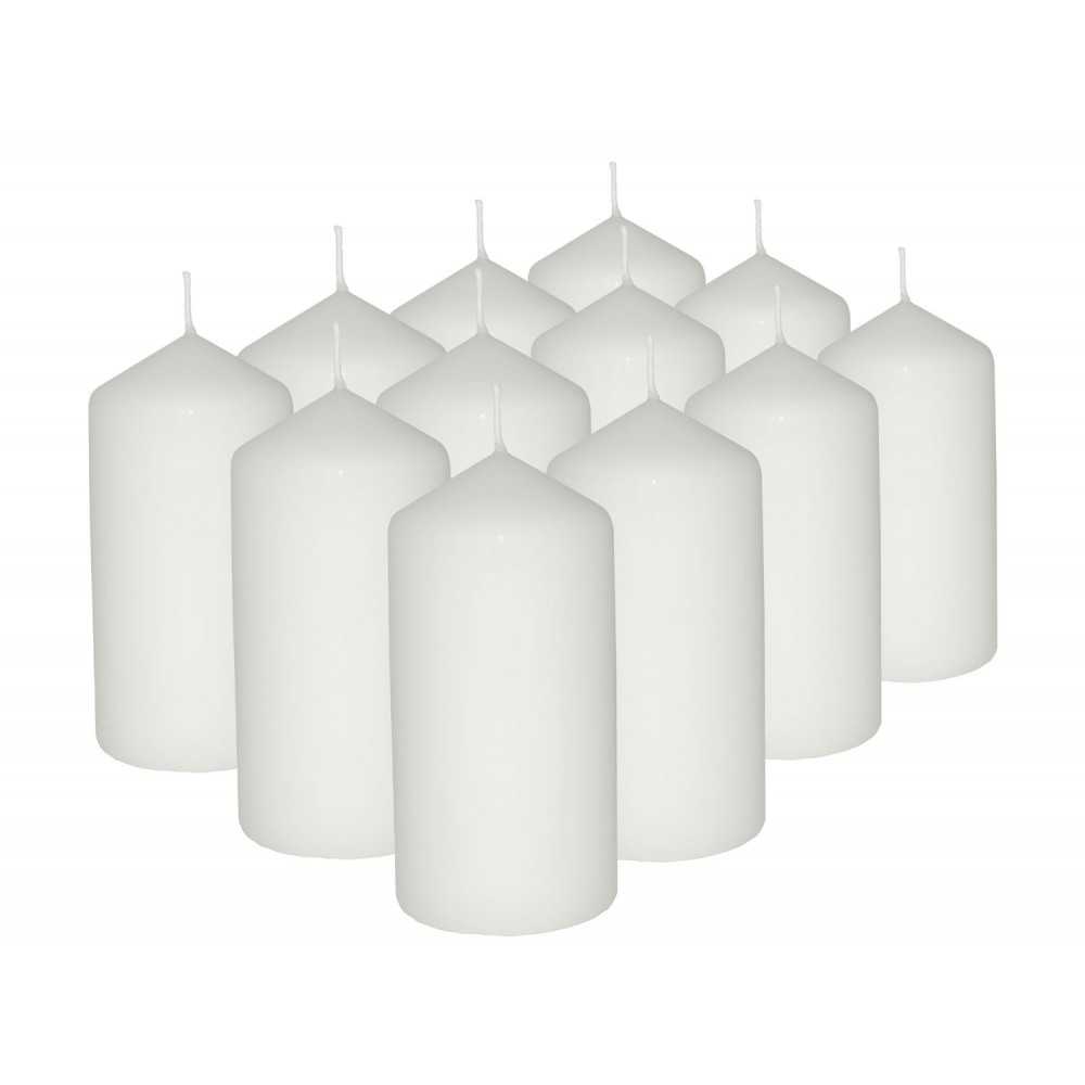 HotStar Candele Cilindriche Cera a Colonna Durata 30 Ore d60 h120 mm Colore Bianco Set di 12 Pezzi Antigoccia