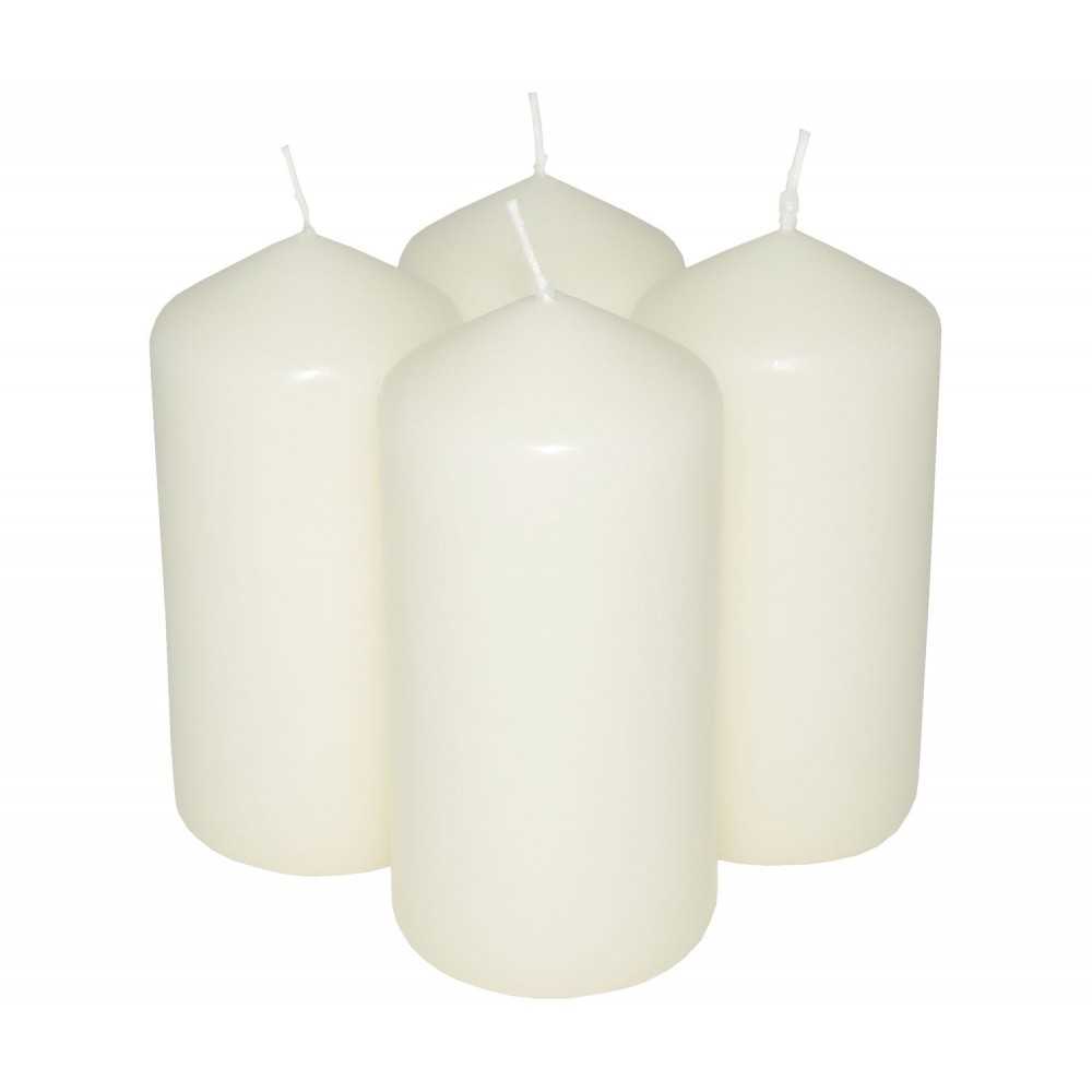 HotStar Pillar Wax Cylindrical Candles Duration 30 Hours d60 h120 mm Ivory Color Set of 4 Pieces