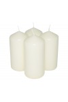 HotStar Pillar Wax Cylindrical Candles Duration 30 Hours d60 h120 mm Ivory Color Set of 4 Pieces