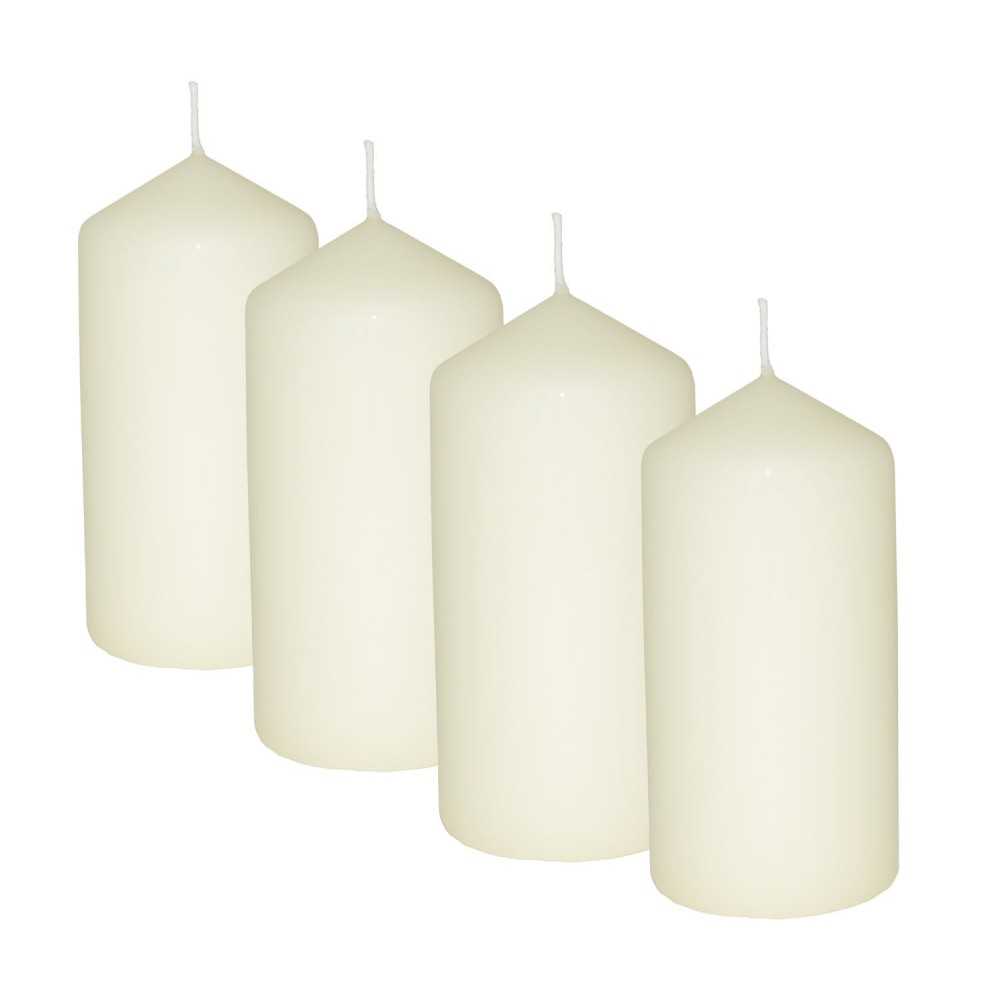 HotStar Pillar Wax Cylindrical Candles Duration 30 Hours d60 h120 mm Ivory Color Set of 4 Pieces