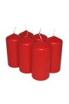 HotStar Pillar Wax Cylindrical Candles Duration 30 Hours d60 h120 mm RED Color Set of 6 Pieces