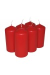 HotStar Pillar Wax Cylindrical Candles Duration 30 Hours d60 h120 mm RED Color Set of 6 Pieces