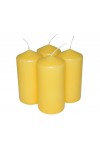 HotStar Pillar Wax Cylindrical Candles Duration 30 Hours d60 h120 mm Yellow Color Set of 4 Pieces