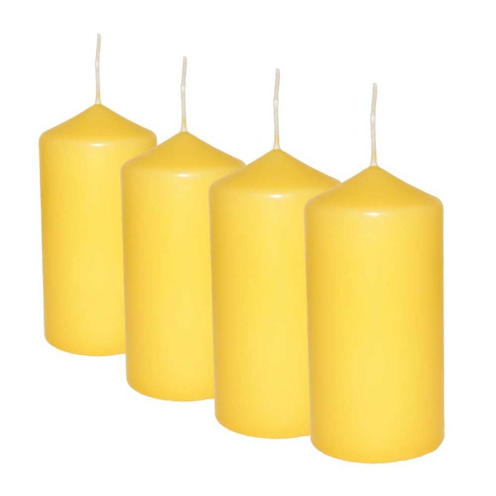 HotStar Candele Cilindriche Cera a Colonna Durata 30 Ore d60 h120 mm Colore Giallo Set di 4 Pezzi Antigoccia