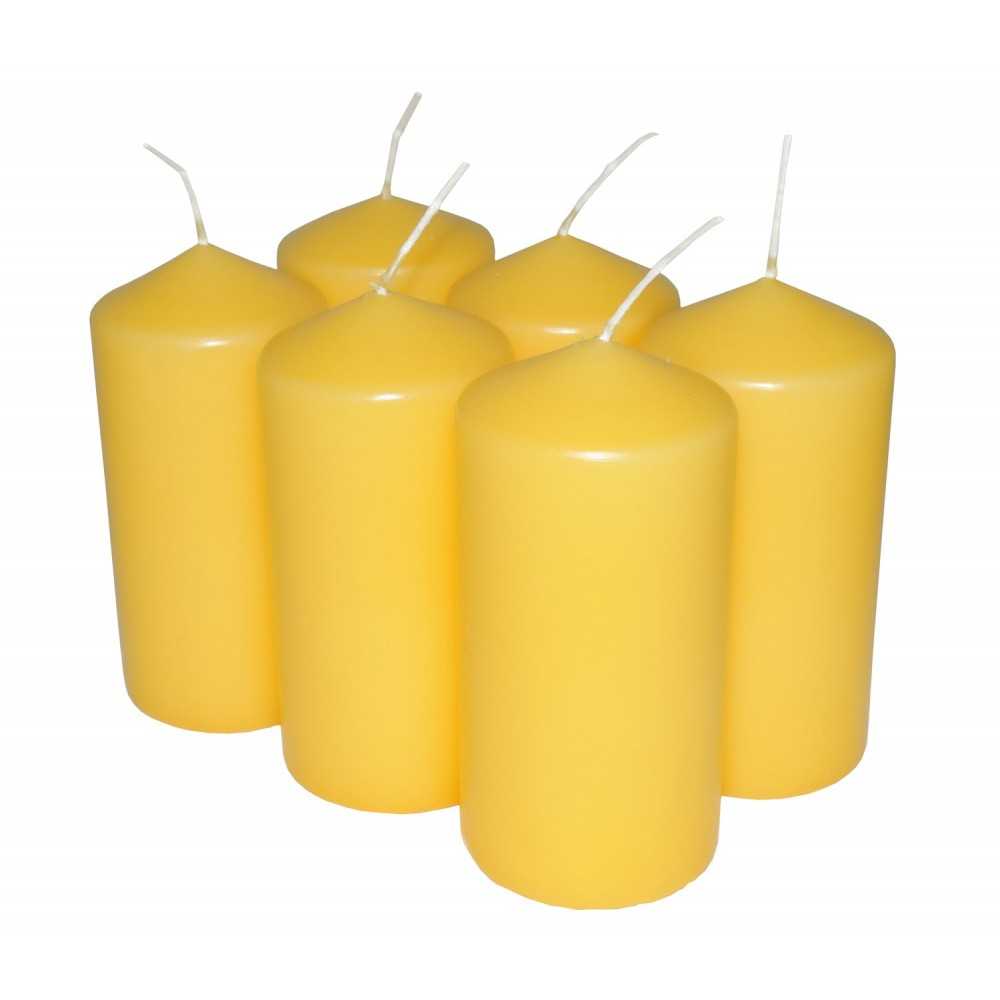 HotStar Pillar Wax Cylindrical Candles Duration 30 Hours d60 h120 mm YELLOW Color Set of 6 Pieces