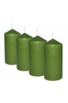 HotStar Pillar Wax Cylindrical Candles Duration 30 Hours d60 h120 mm Green Color Set of 4 Pieces