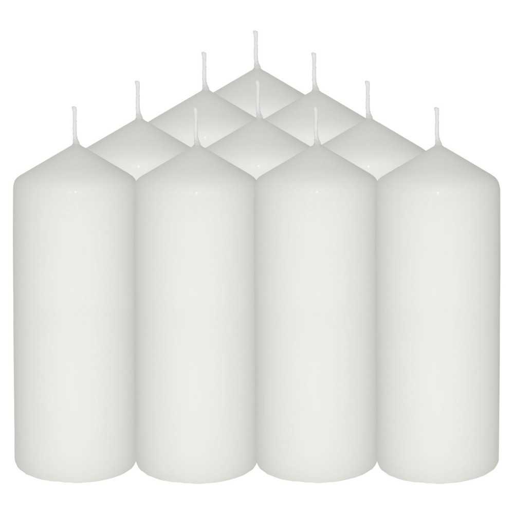 HotStar Pillar Wax Cylindrical Candles Duration 54 Hours d60 h165 mm White Color Set of 10 Pieces