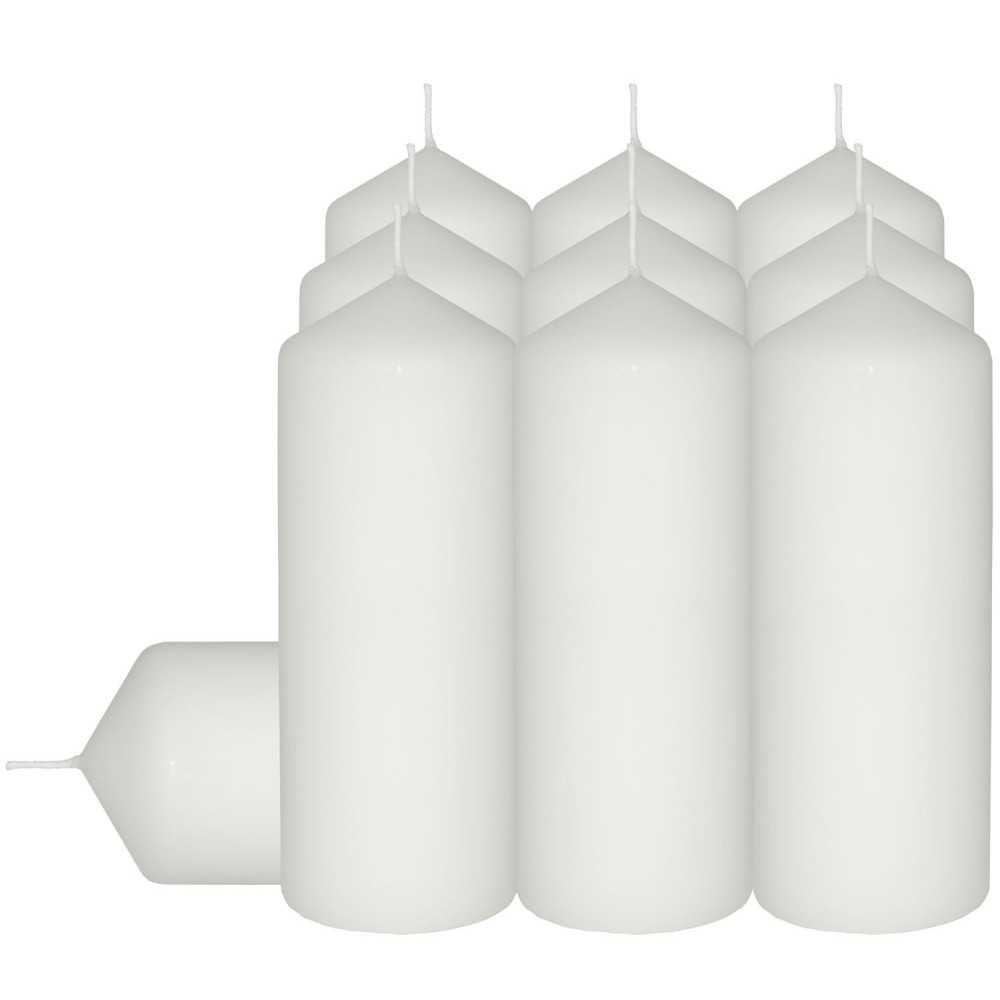 HotStar Pillar Wax Cylindrical Candles Duration 54 Hours d60 h165 mm White Color Set of 10 Pieces