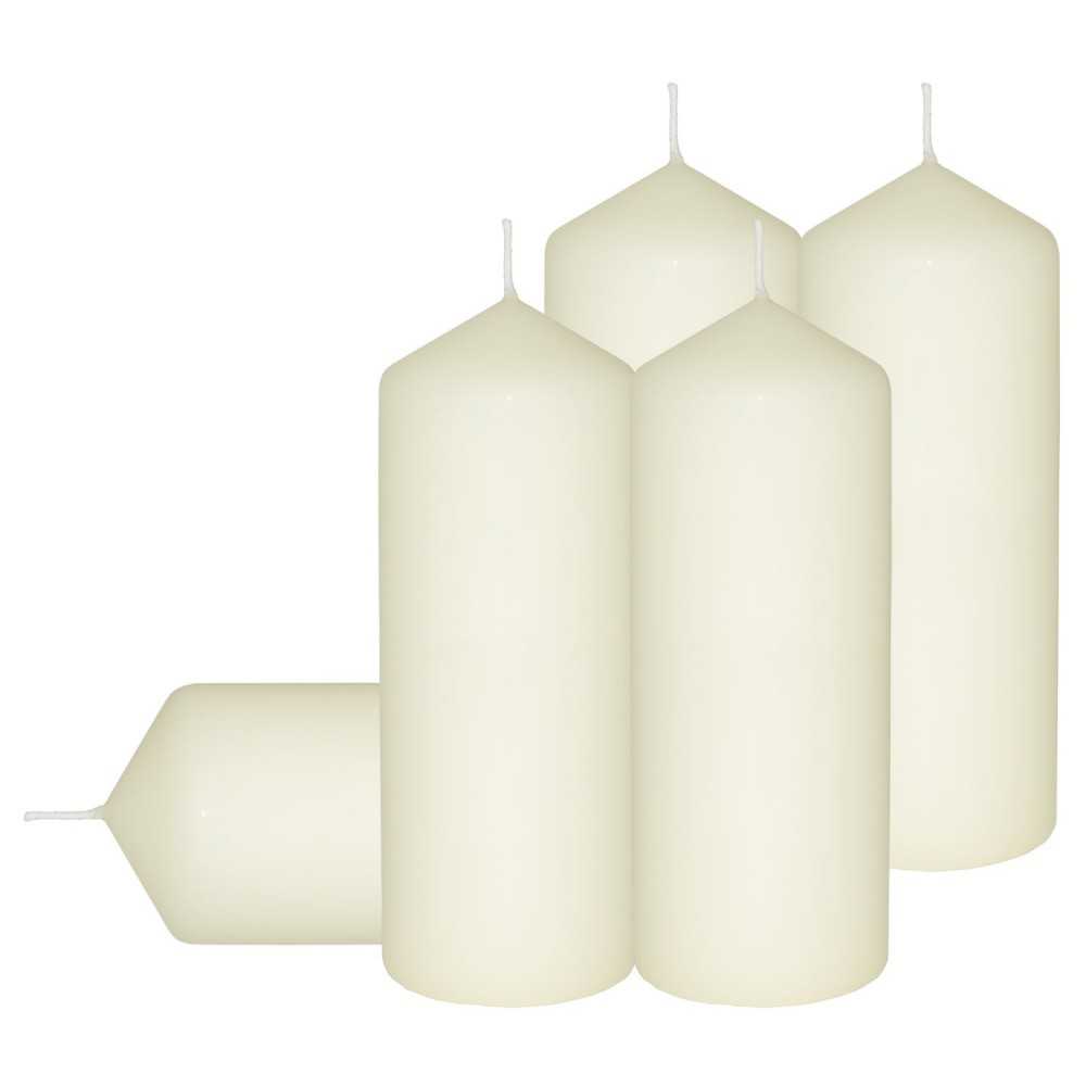 HotStar Candele Cilindriche a Colonna d60 h165 mm Set 5Pz Colore Avorio Durata 54 Ore Antigoccia