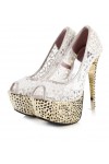 Peep toe platform shoes with stiletto heels 14.5cm Heel 7.5cm Platform Gold Kvoll