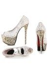 Peep toe platform shoes with stiletto heels 14.5cm Heel 7.5cm Platform Gold Kvoll